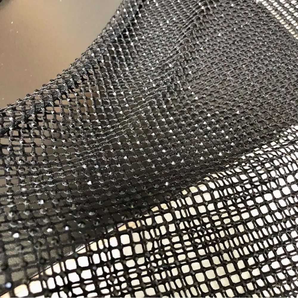 NWT WeWoreWhat Mesh Crystal Mock Neck Long Sleeve Sheer Rhinestone Sparkly Top M - Image 12