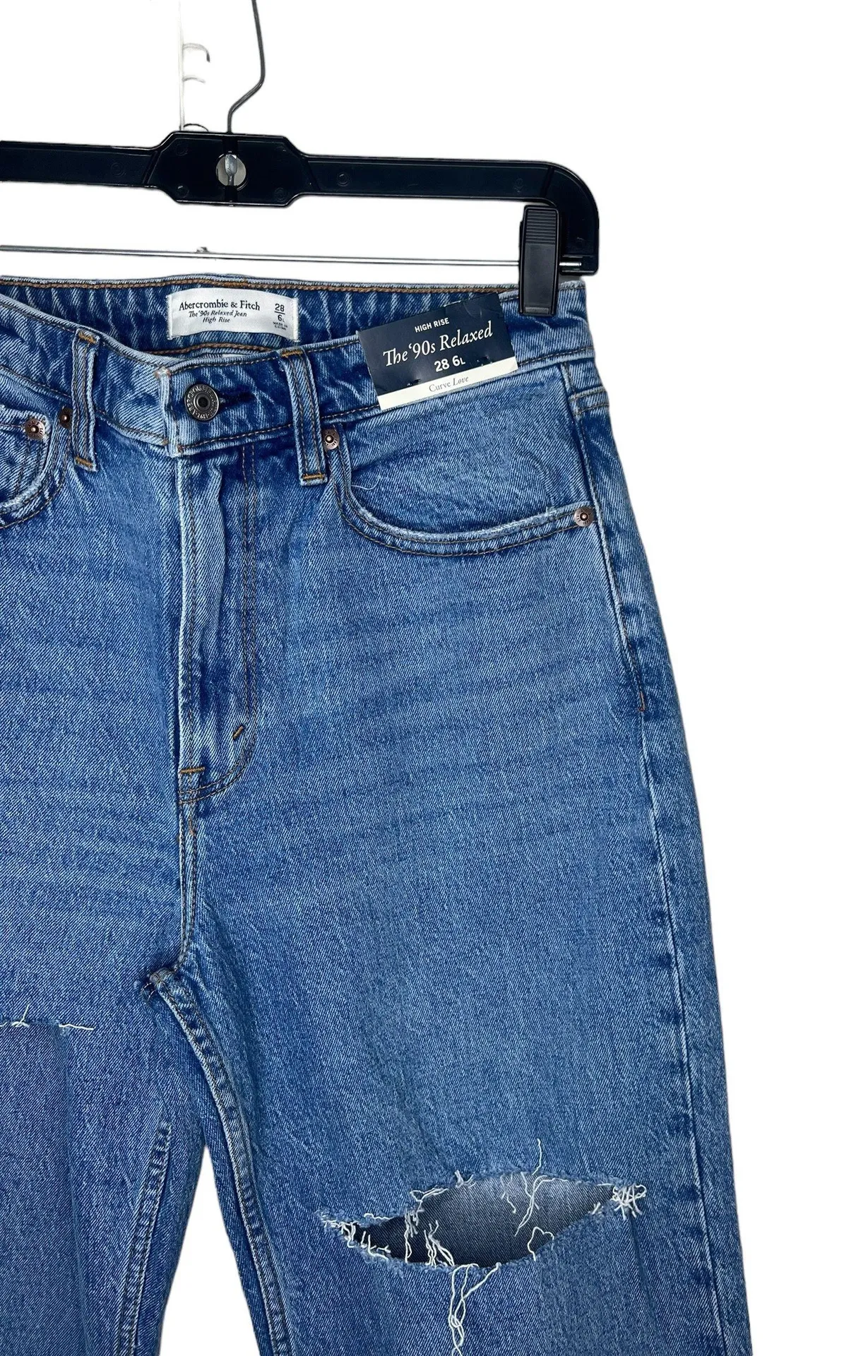 Abercrombie & Fitch Curve Love Medium Destroy High Rise 90s Relaxed Jeans - Image 7