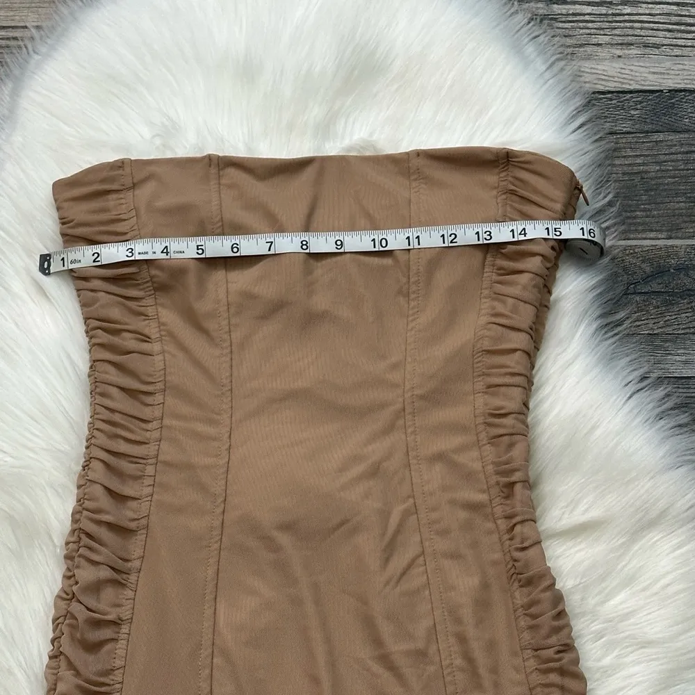 Princess Polly Tan Strapless Ruched Side Mini Dress - Image 4