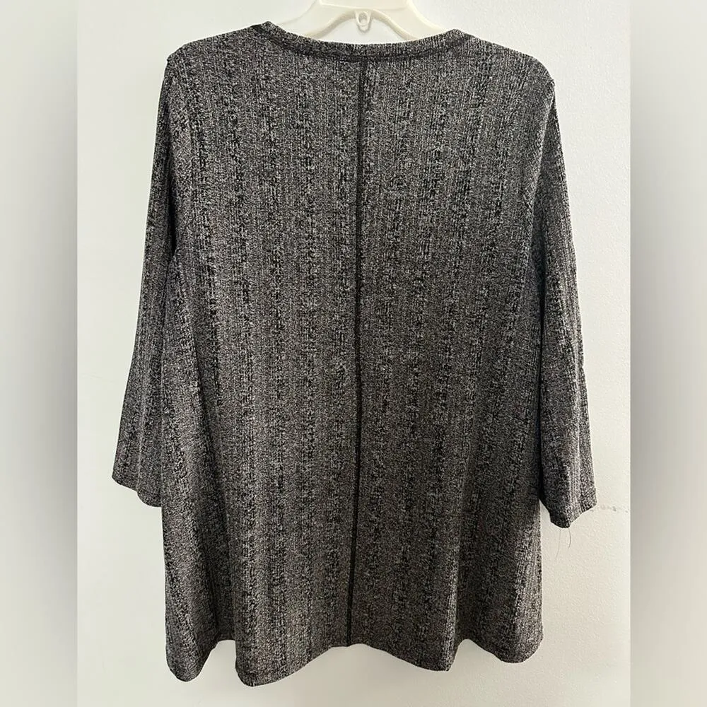 Cable & Gauge Womens Tunic Top XL Heather Gray Flowy Office 3/4 Sleeve Knit - Image 6