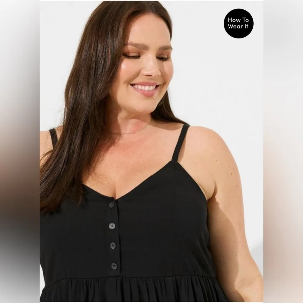 Torrid Black Button Front Peplum Cami Tank Top‎ Plus Size 3X - Image 4