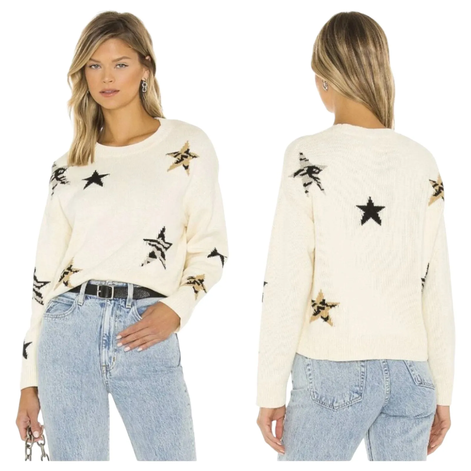 Rails Perci Neutral Animal Star Sweater Women's Size Medium - Image 6