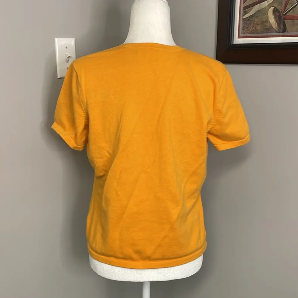 Lauren Ralph Lauren Womens Mustard Yellow Short Sleeve Sweater Size Large Petite - Image 5