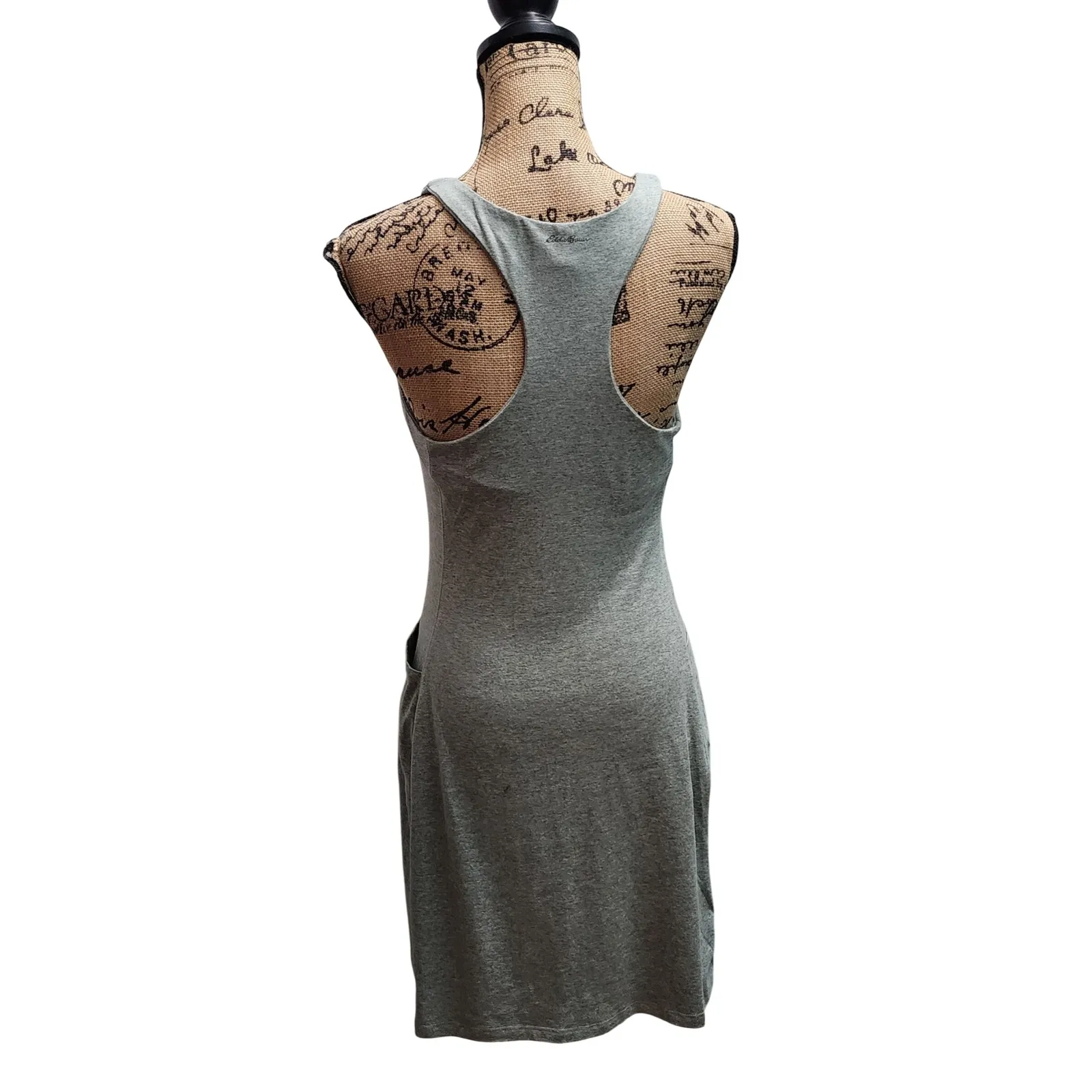 Eddie Bauer Grey Racerback Tank Dress Pockets Midi Athleisure Womens M‎ - Image 2