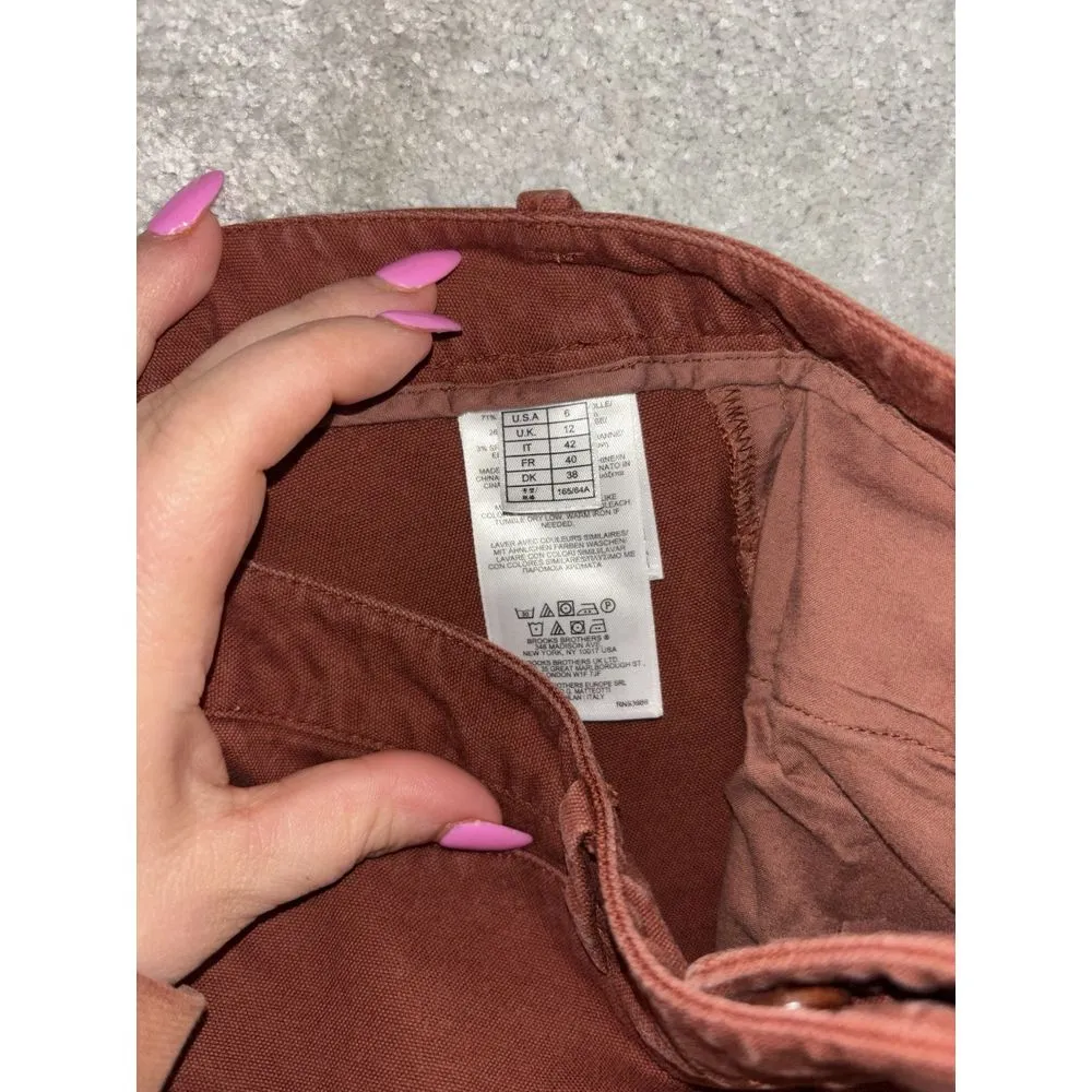 Brooks Brothers Size 6 Orange/Red Flat Front Straight Leg Cuffed Pants - Image 5