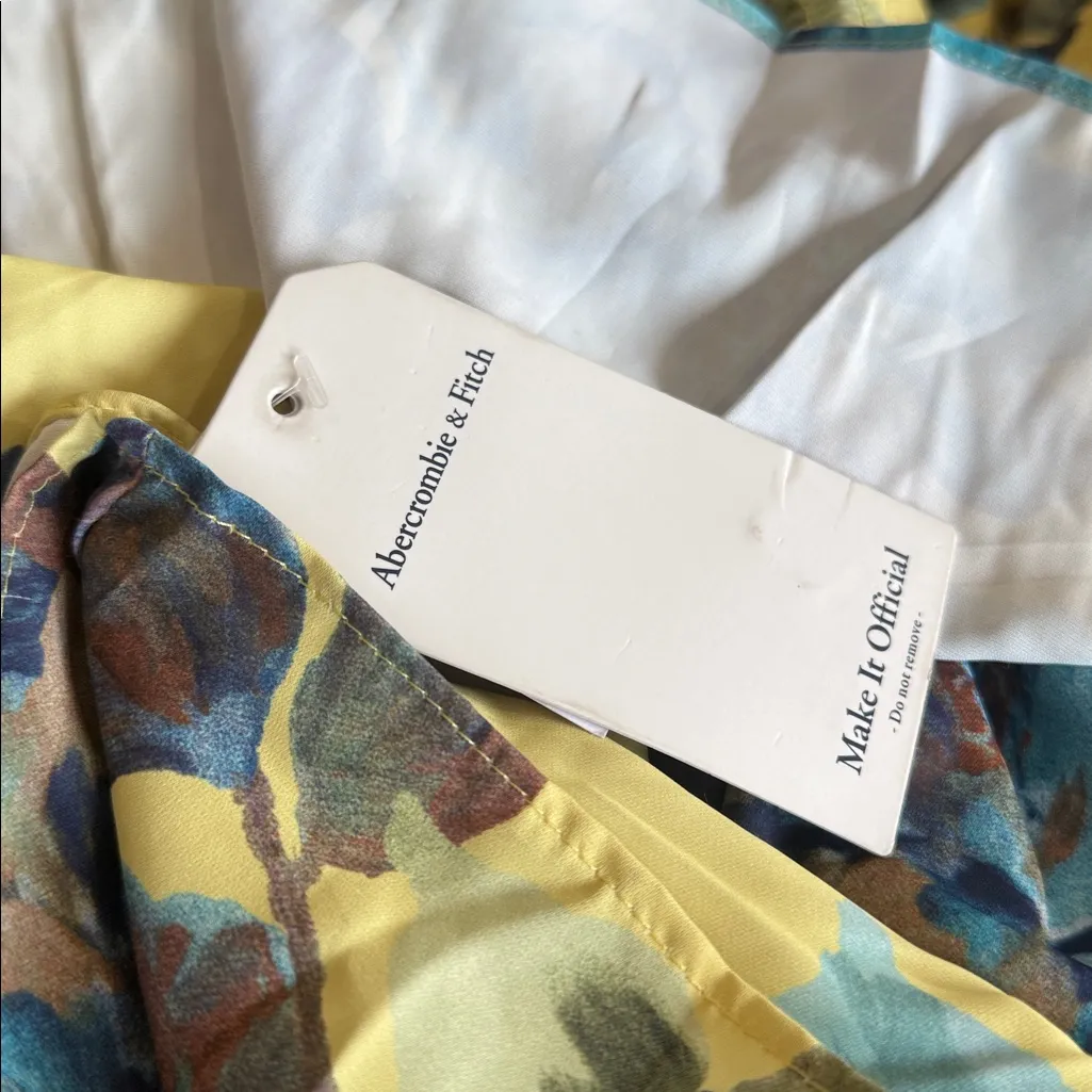 NWT Abercrombie & Fitch Stunning Yellow Floral Maxi Dress Sleeveless Ruffle Hem - Image 8