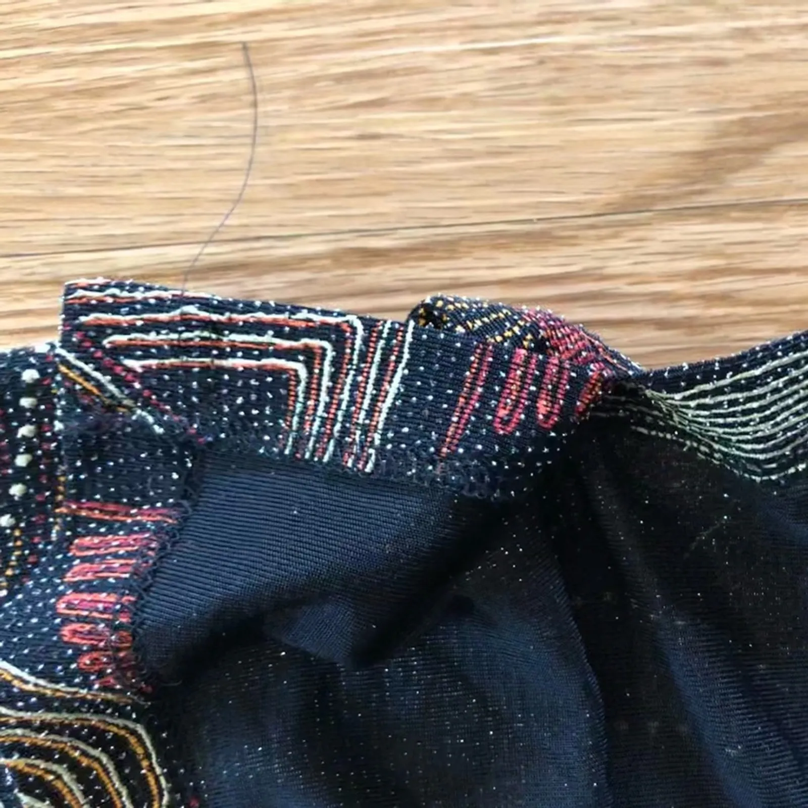 Hermann Lange Multicolor Black Red Beaded Blouse Womens 38 Small Medium - Image 10