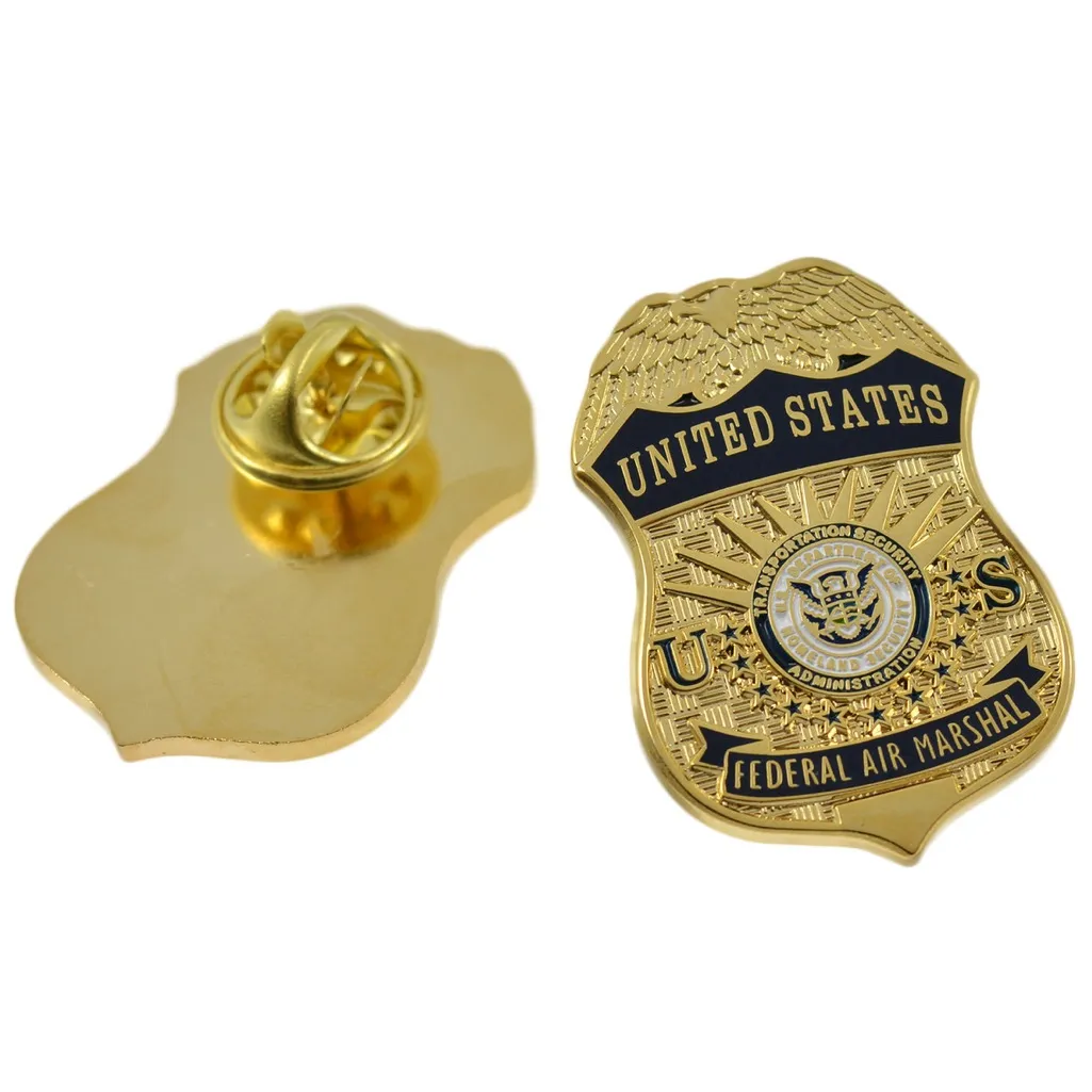 United States US Federal Air Marshal TSA New York Badge Pin Gold - Image 2