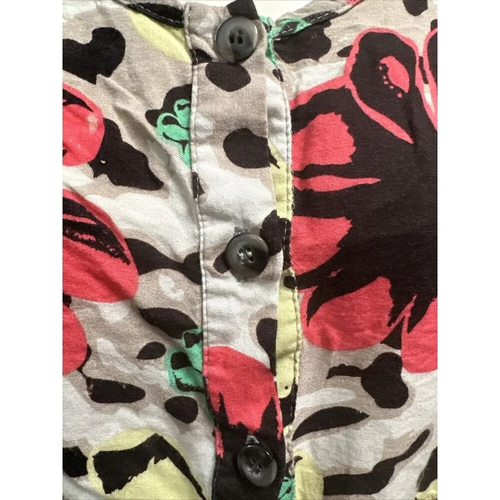 Crop Top Button Down Floral Print Cotton Shirt Size S - Image 6