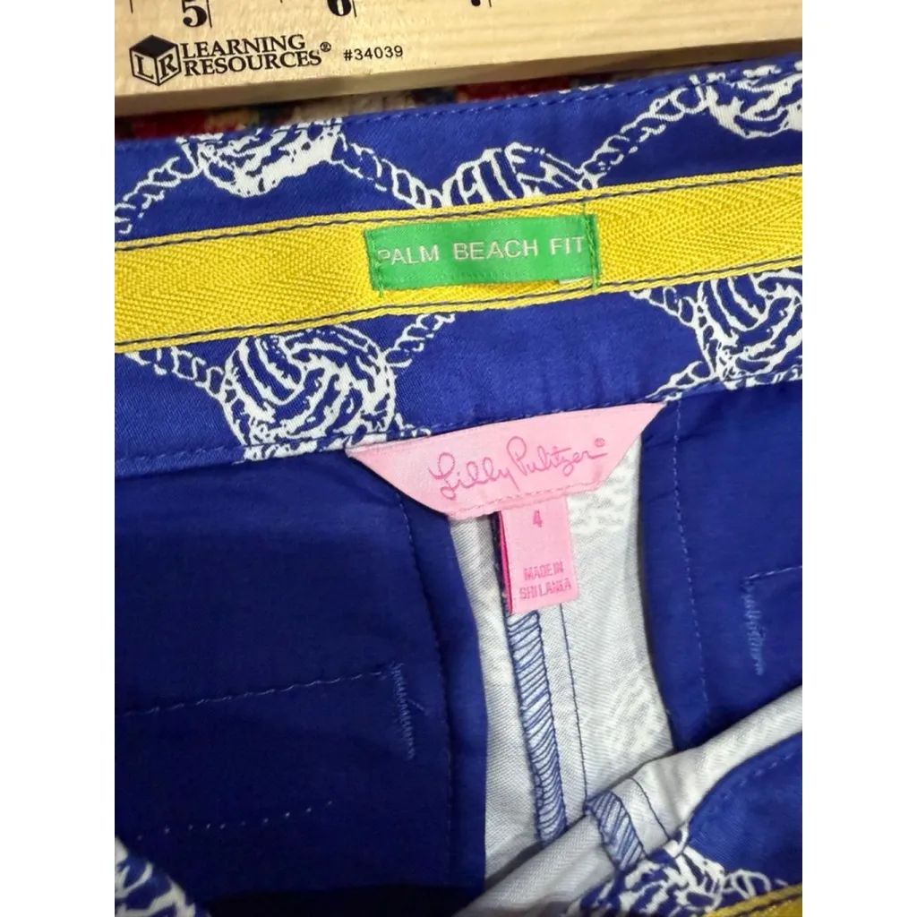 Lilly Pulitzer Palm Beach Fit Blue White Print Cruise Wear Pants Women Size 4 - Image 9
