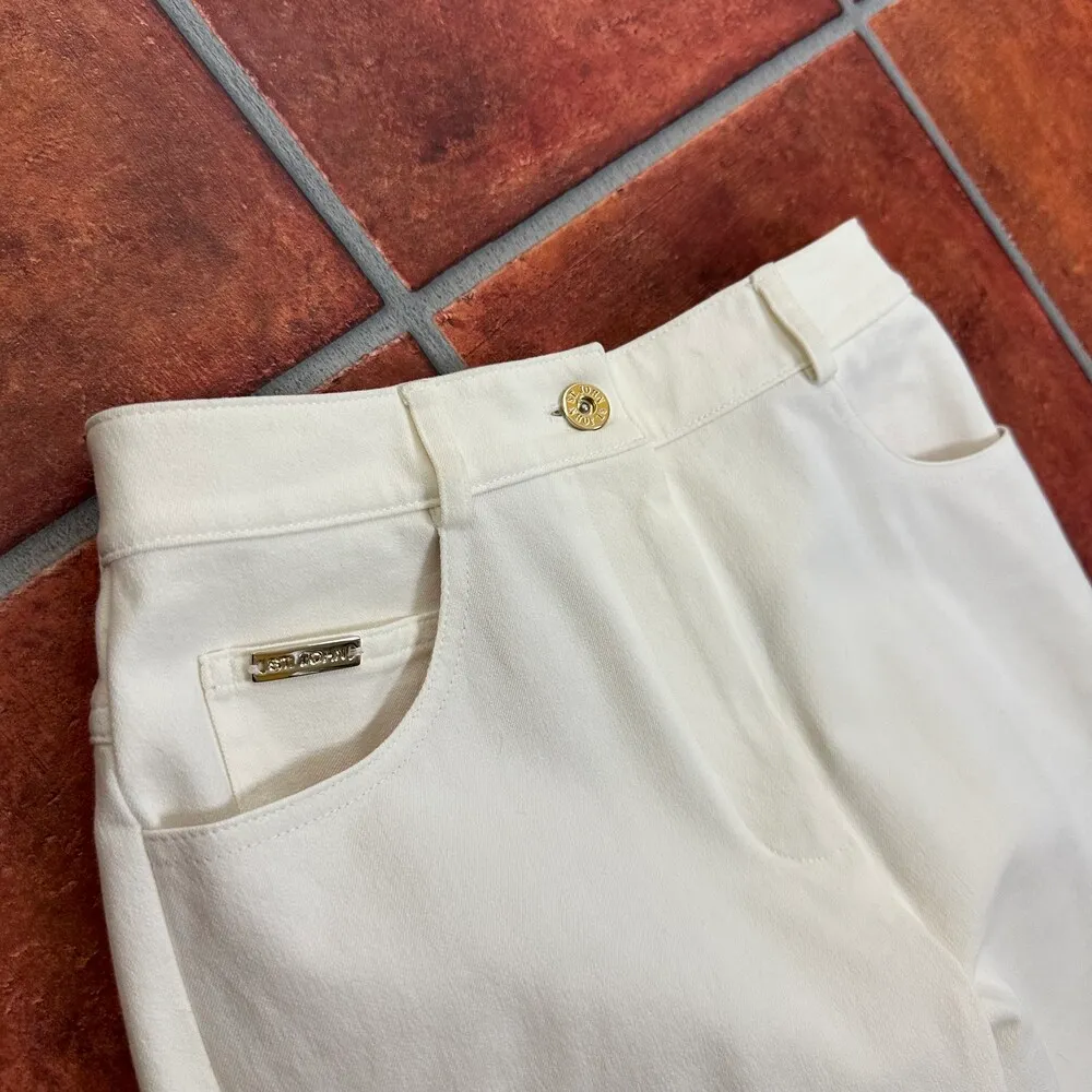 St. John Sport White High Waisted Cropped Pants Size 0 - Image 5