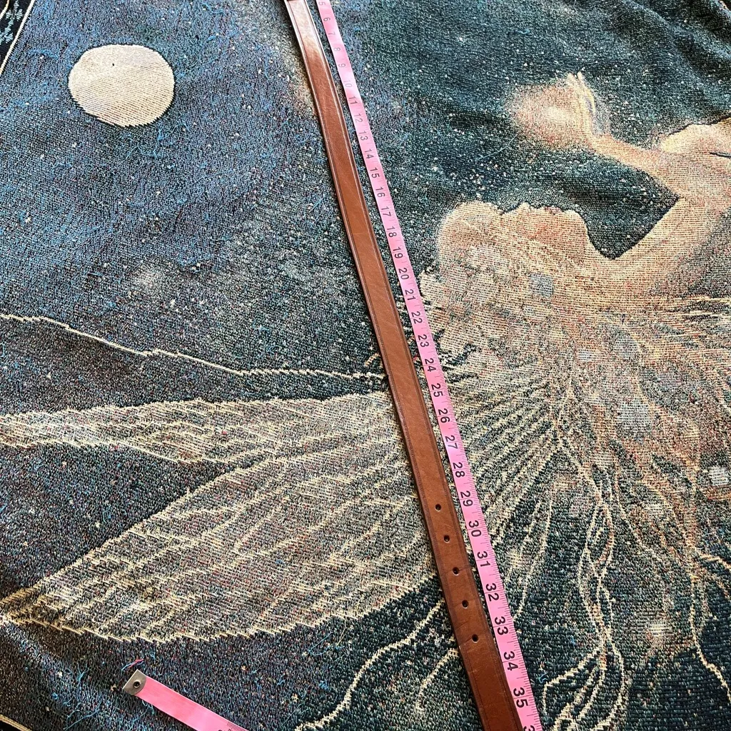 Vintage Guess Brown Leather Belt Chrome Buckle Medium 36” Y2K Streetwear Classic - Image 7