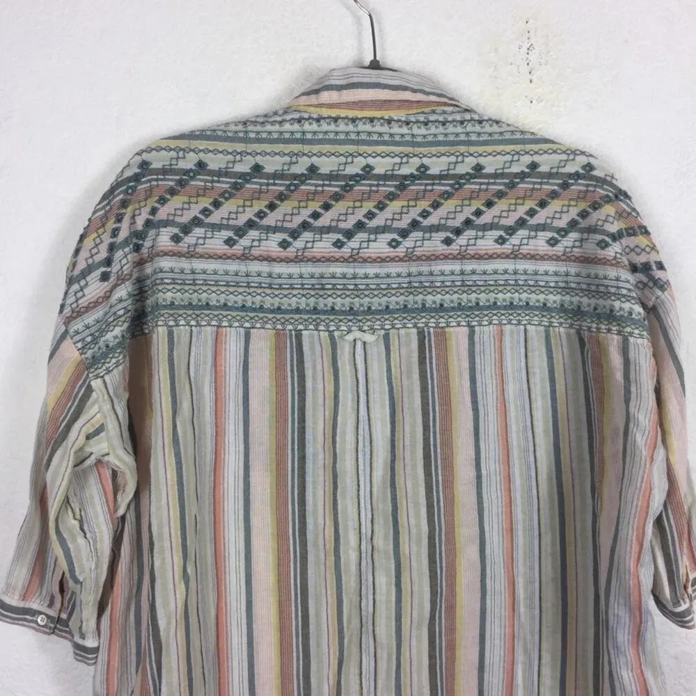 Anthropologie Akemi And Kin Embroidered Striped Button Down Top XS/S Oversized - Image 12