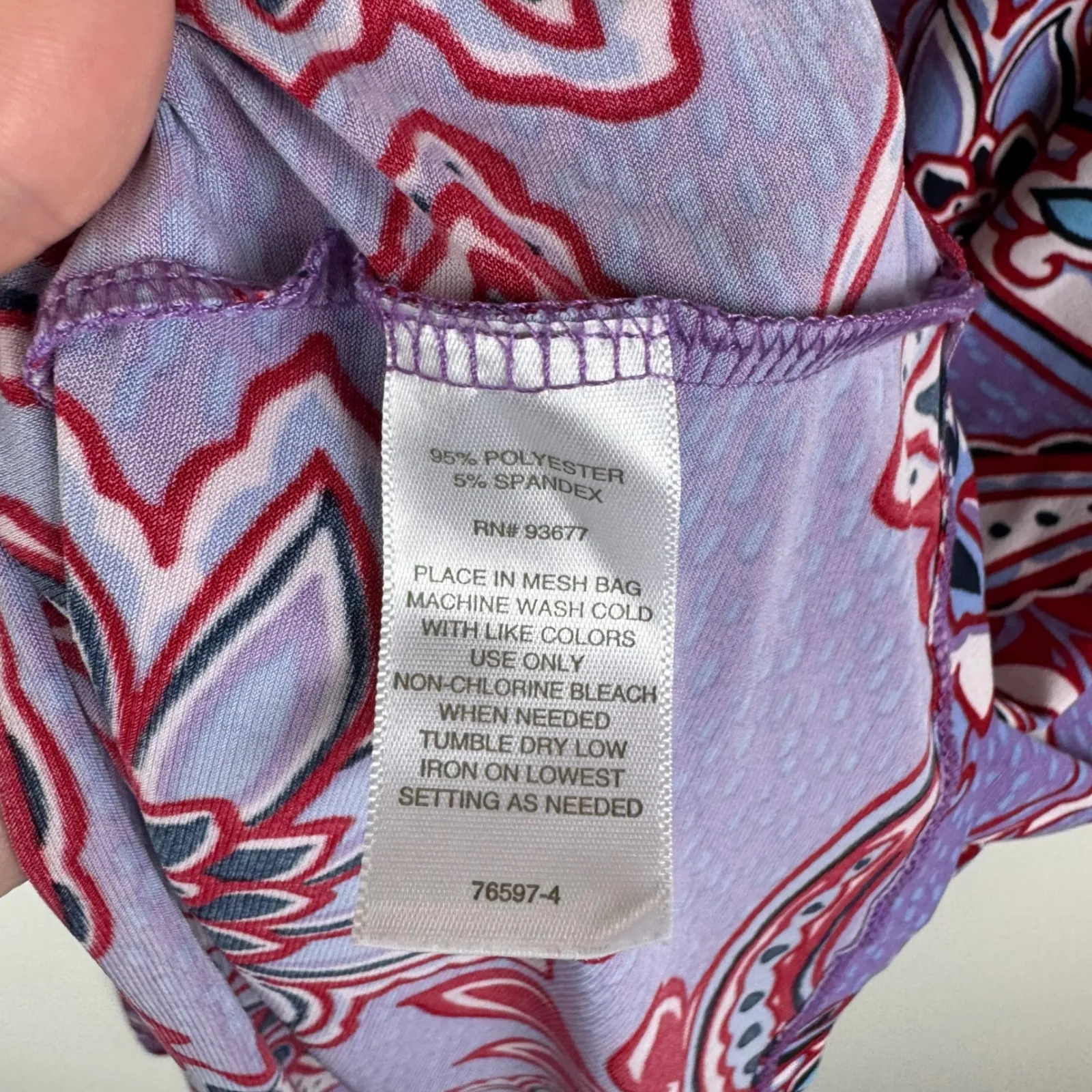 Liz Claiborne Womens Paisley Blouse Size 3X Purple Stretch Comfort Office Casual - Image 6