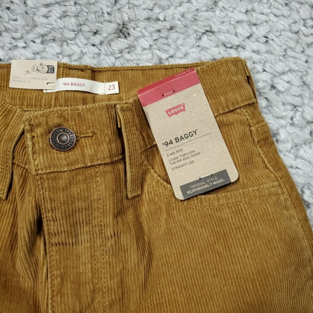 Levi's 94 Baggy Corduroy Brown Straight Leg Loose Pants Y2K 90s Size 23 x 31 - Image 5