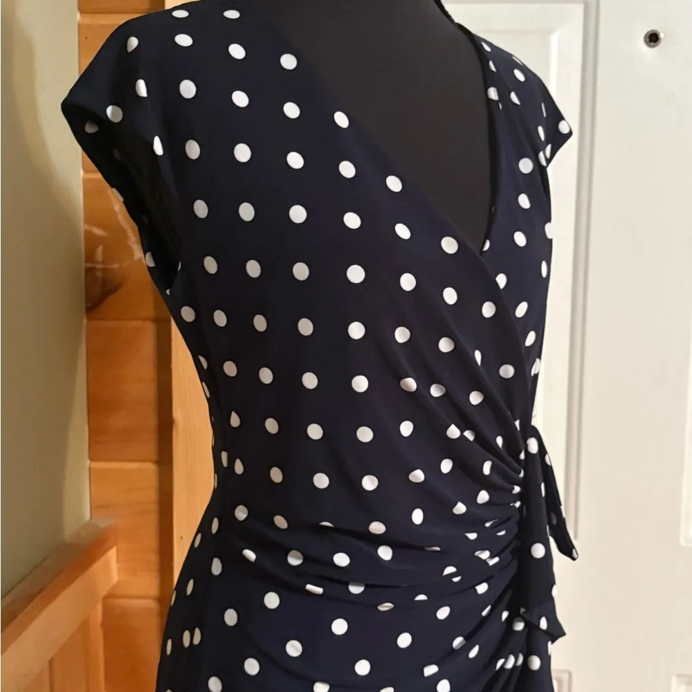 American Living Blue Ruched Wrap Midi Dress - Image 3