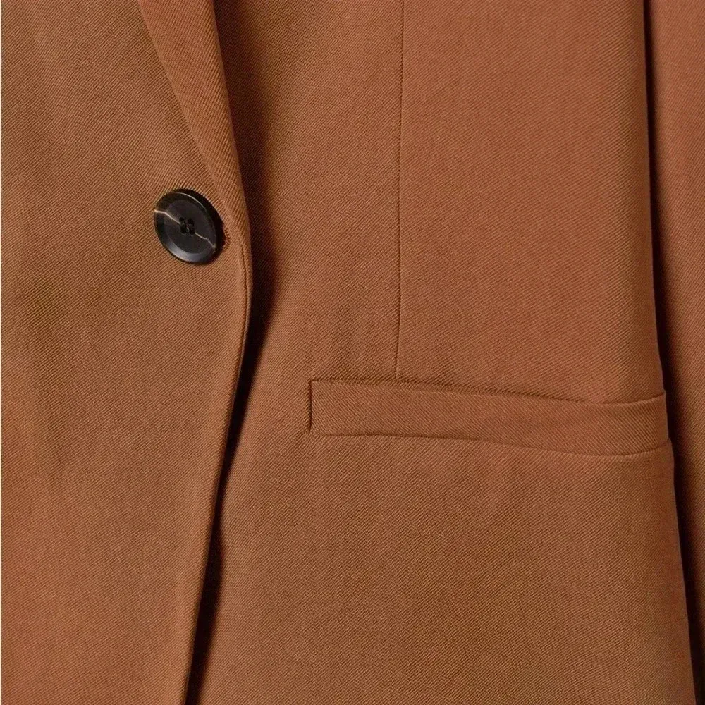 H&M Double-Breasted Jacket Brown Sz 2 - Image 2