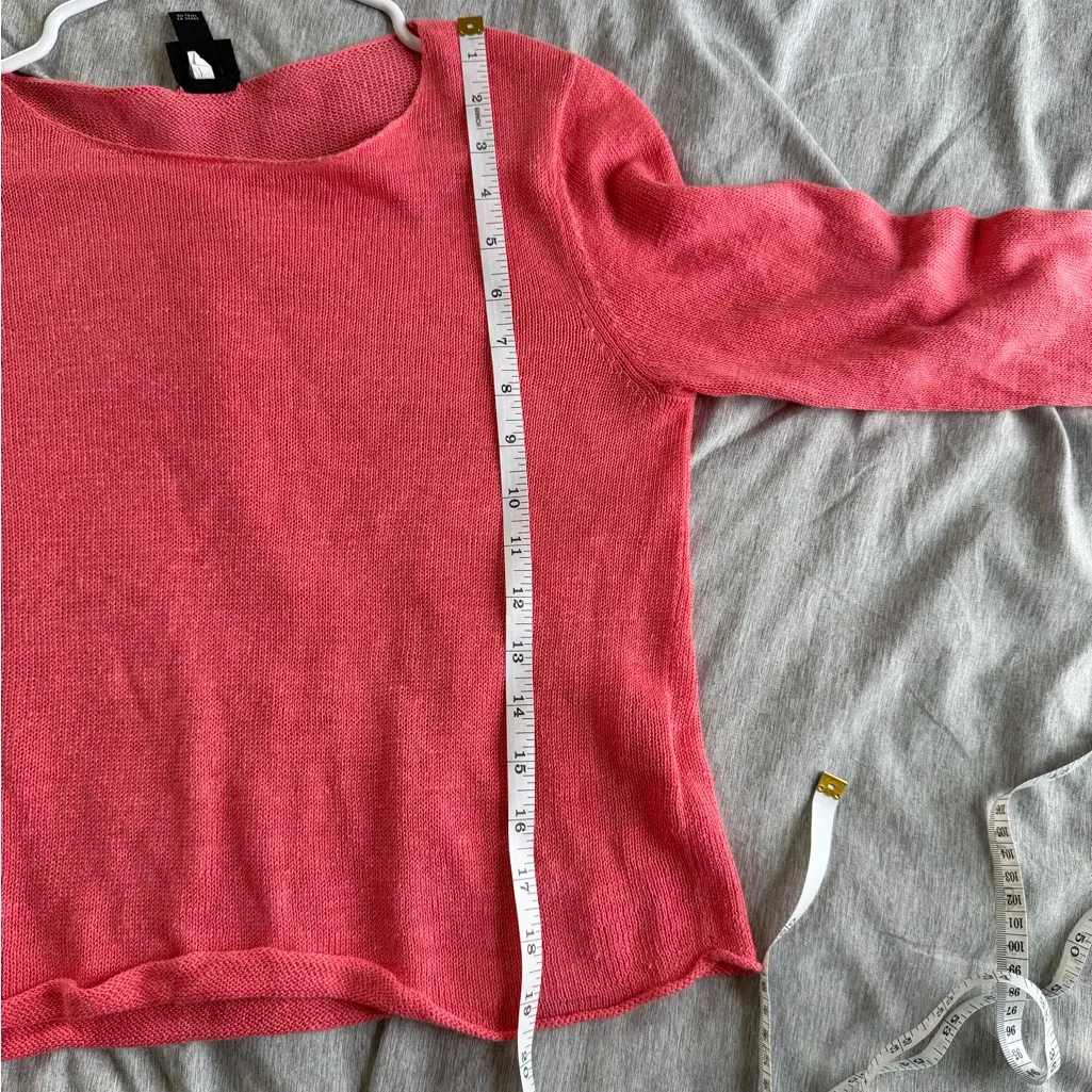 Eileen Fisher Women Sweater XS P Linen Round Neck Pullover Jumper Open Knit Pink - Image 8