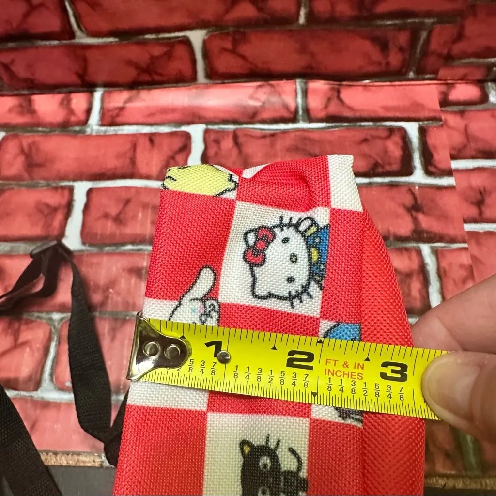 Hello Kitty and friends Red and White Checkered Character Print Backpack - Image 10