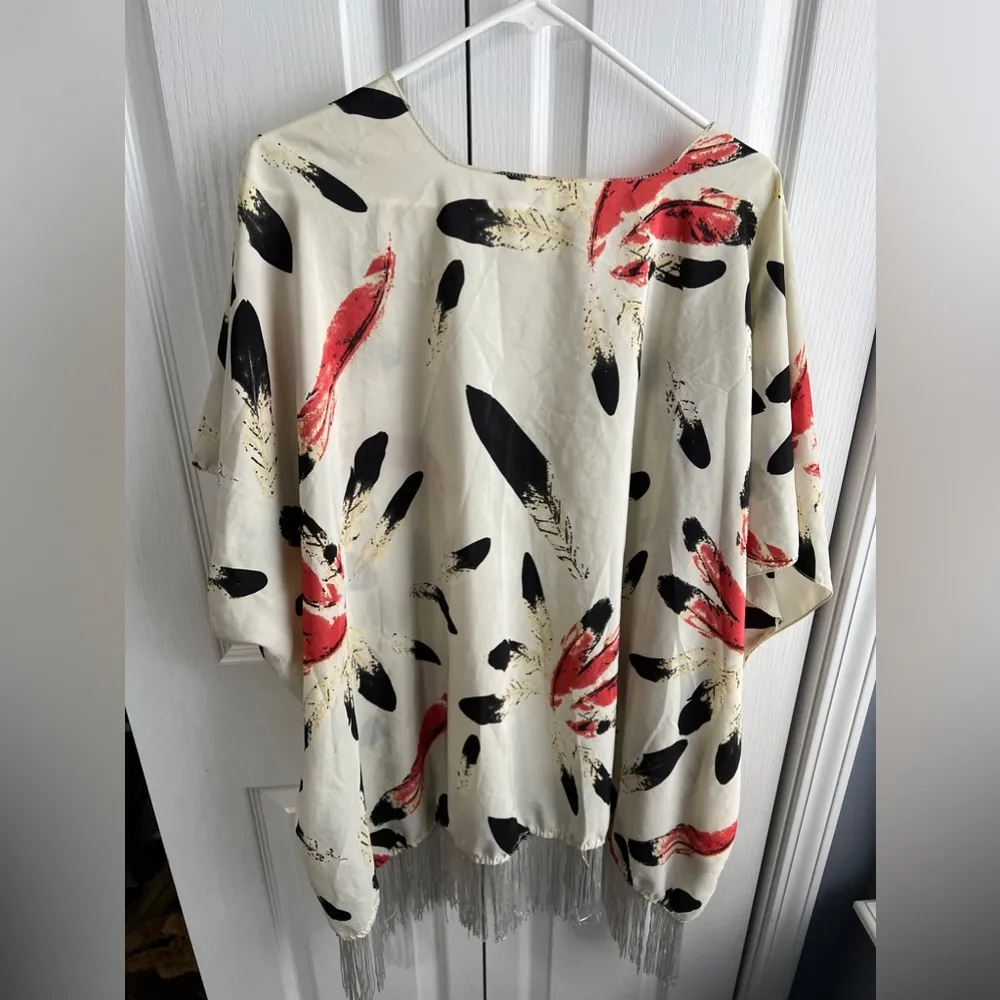 Unbranded native feather printed kimono one size fits most Black - Image 4