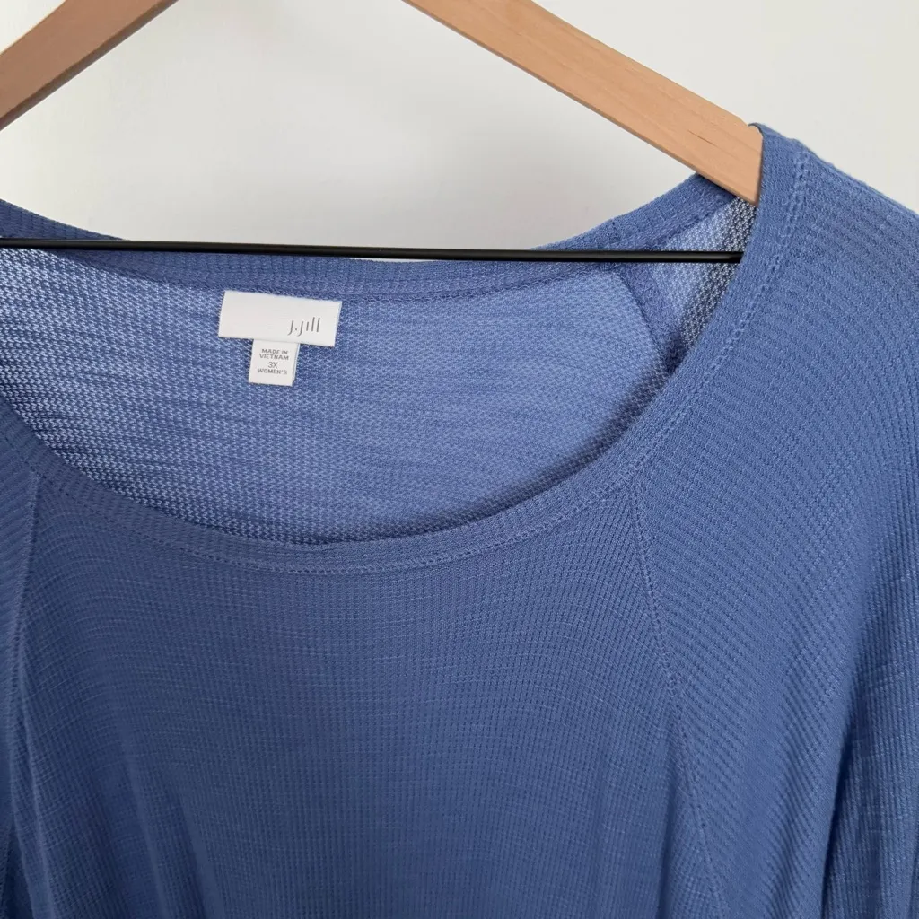 J..Jill 3X Thermal Long Sleeve Tunic Lounge Comfy Relaxed Waffle Knit Blue - Image 4