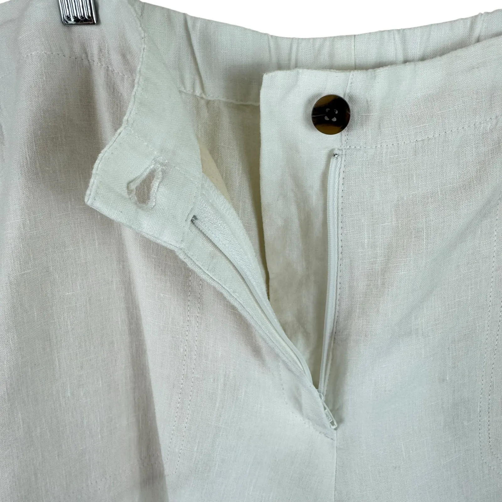 J. Jill Love Linen 100% Linen White Cropped Lightweight High Rise Pants Size L - Image 4