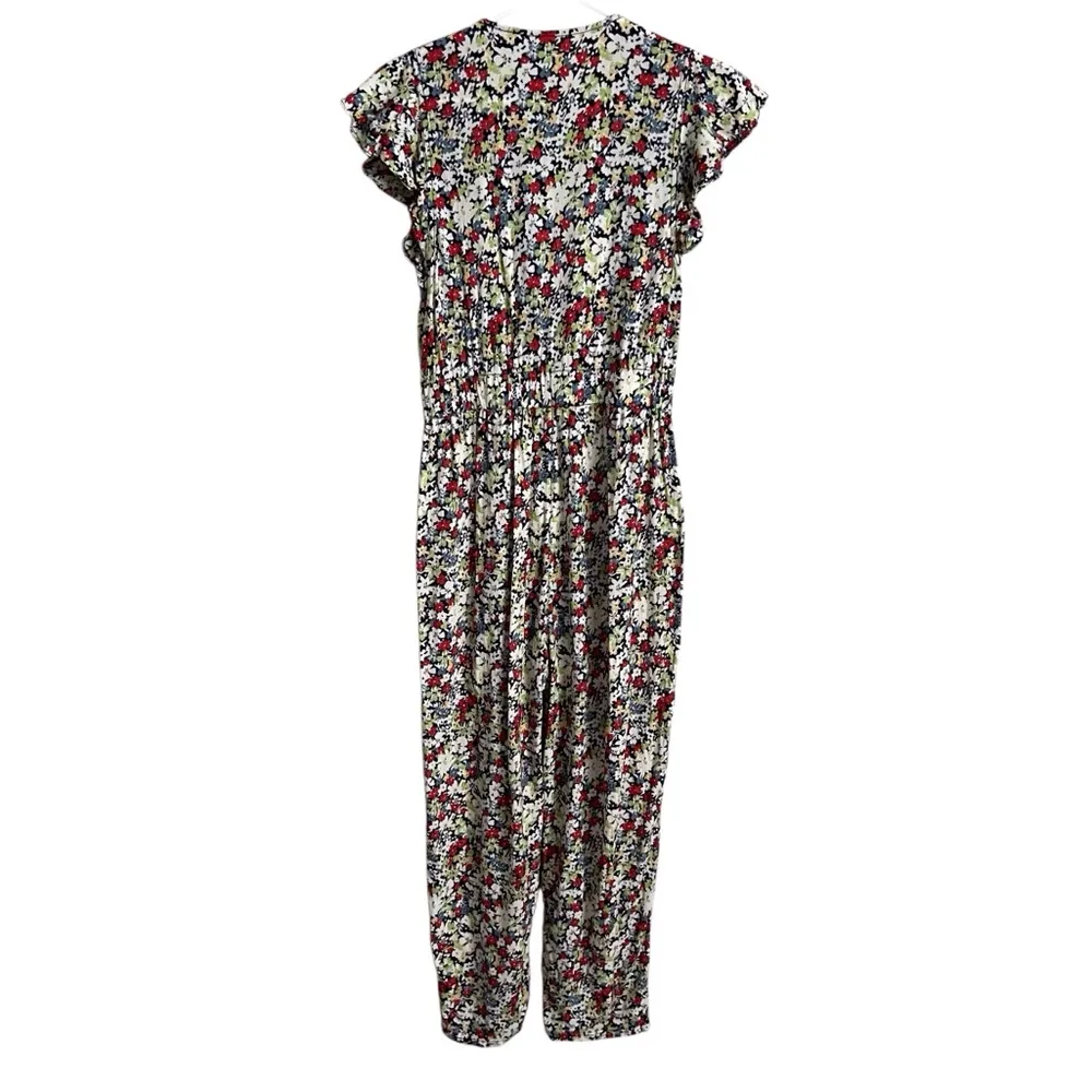 Free People Jumpsuit Ruffle Your Feathers Ditzy Floral Print Red Green Womens XS - Image 4