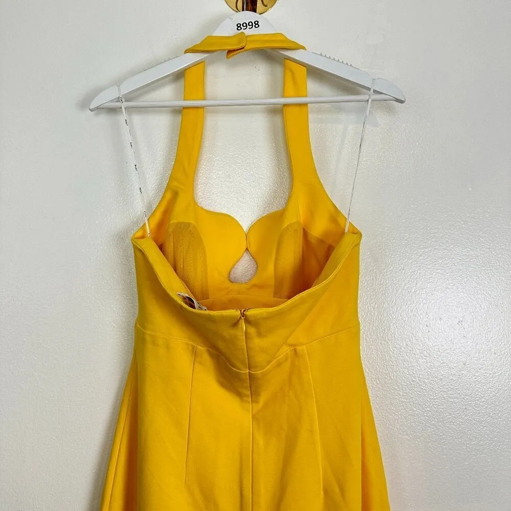 ELLIATT Tuning Halter Neck Column Gown in Yellow Size Medium - Image 10