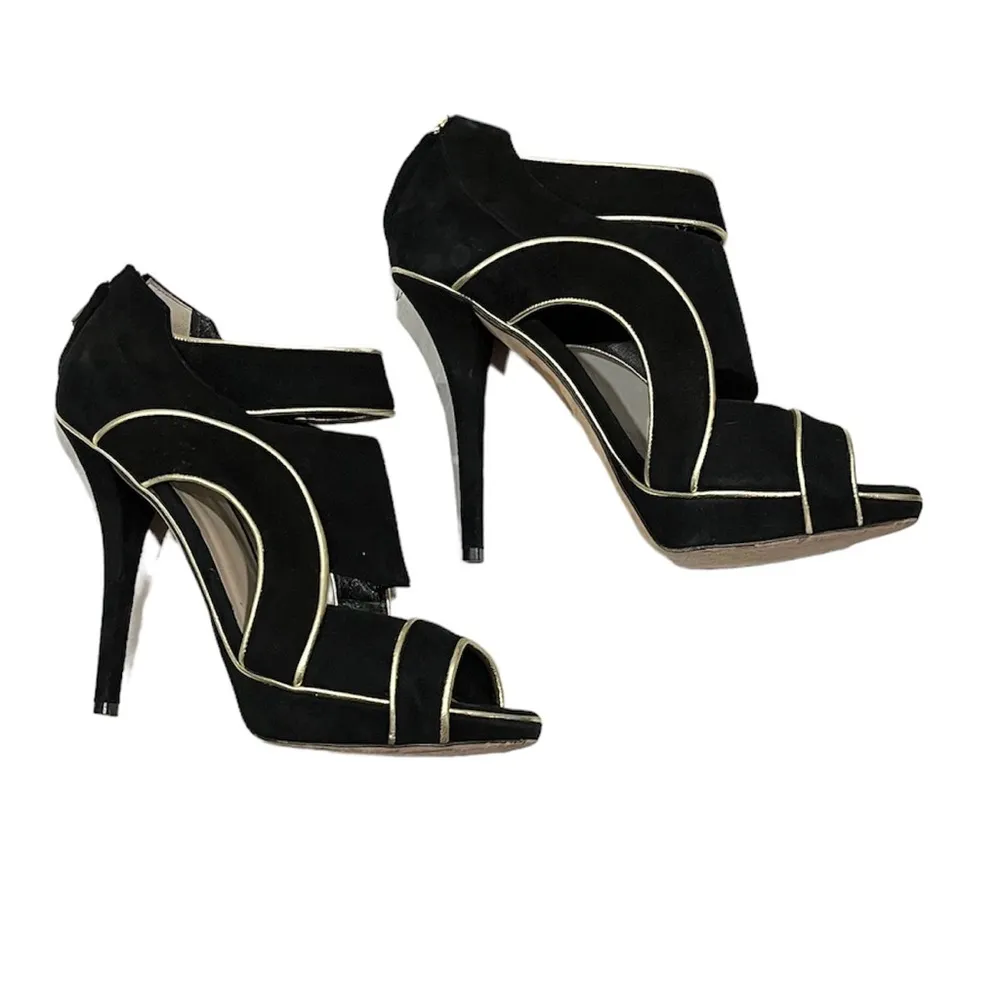 Christian Dior Wave Cutout Suede Sandals size 39.5 Black - Image 5
