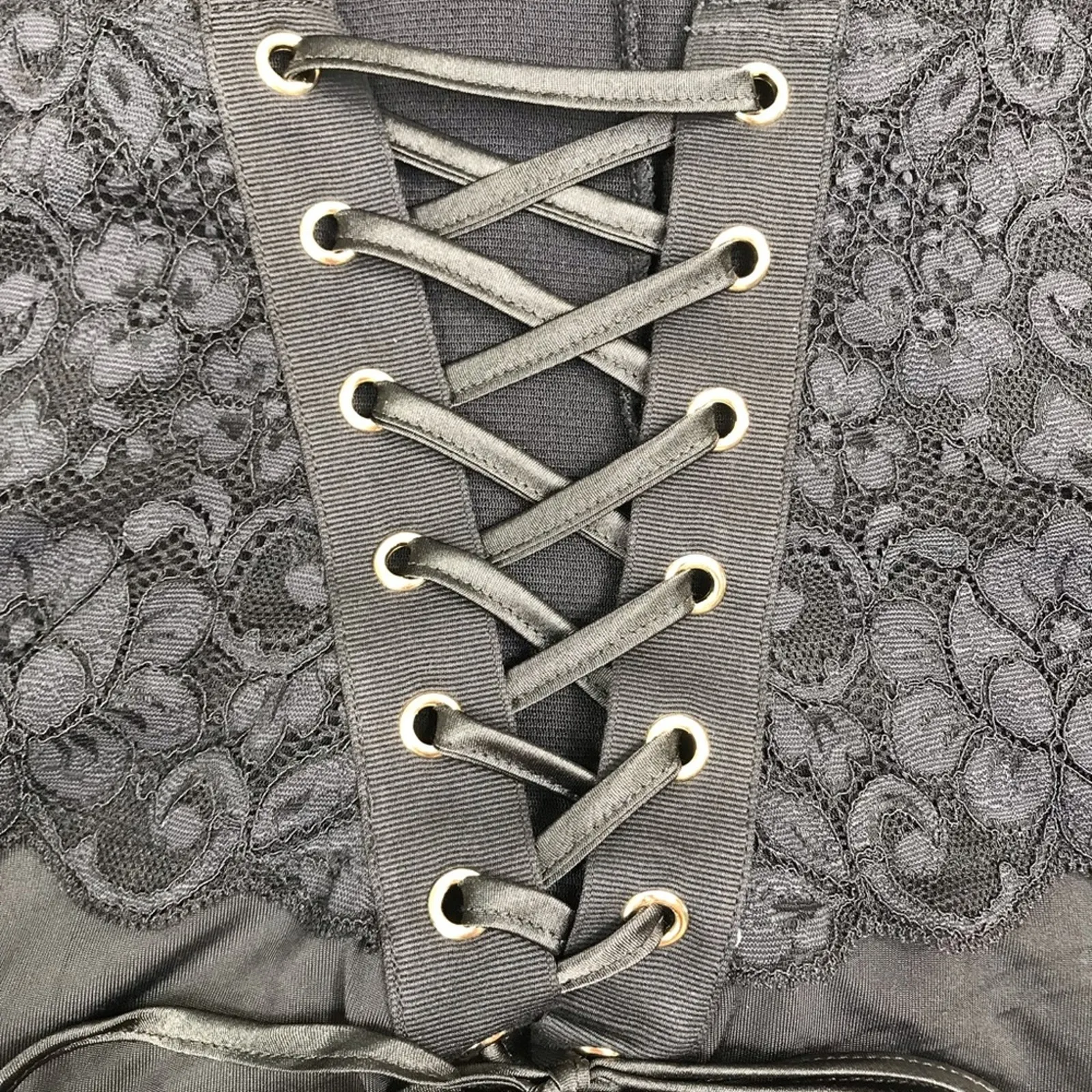 FREE PEOPLE x HAH Reversible Dress XS LaceUp Cottage Regencycore Witchy Goth NWT Black - Image 10