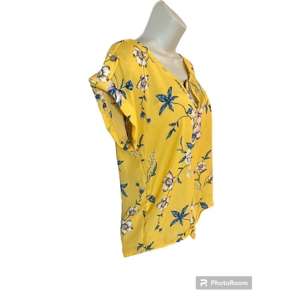 Wishful Park Women’s Floral Print Shirt Top Size Small Multicolored Tie Front - Image 2