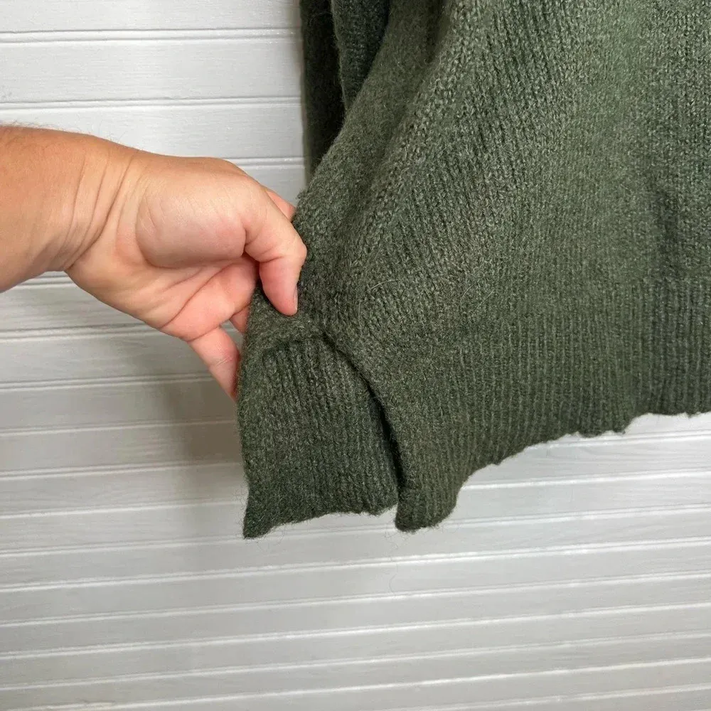 Topshop Women's Green Chunky Knit Mock Neck Oversized Sweater XS US 0-2 - Image 5