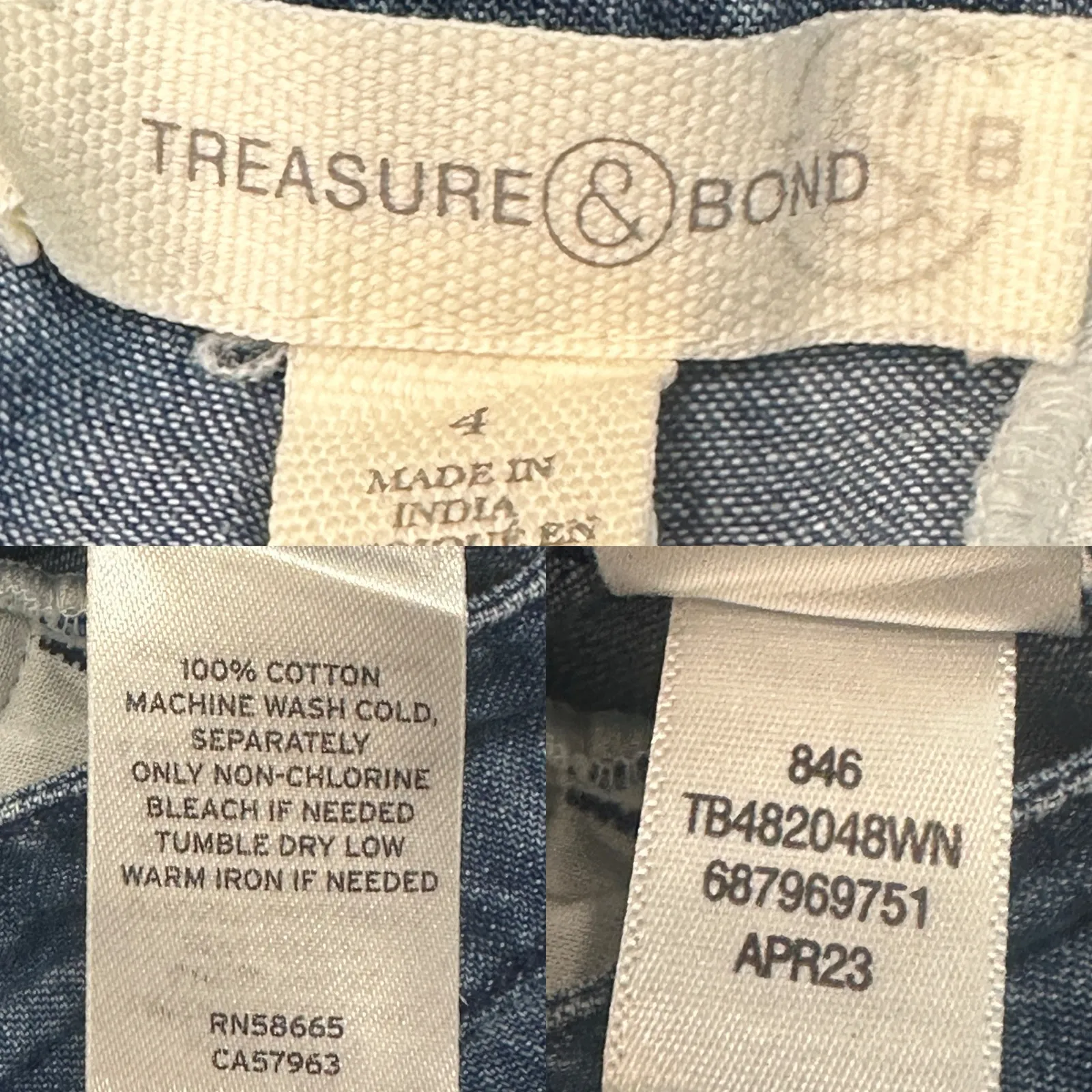 Treasure & Bond Denim Tailored Shorts High Rise Pleated Blue Chambray Size 4 - Image 5