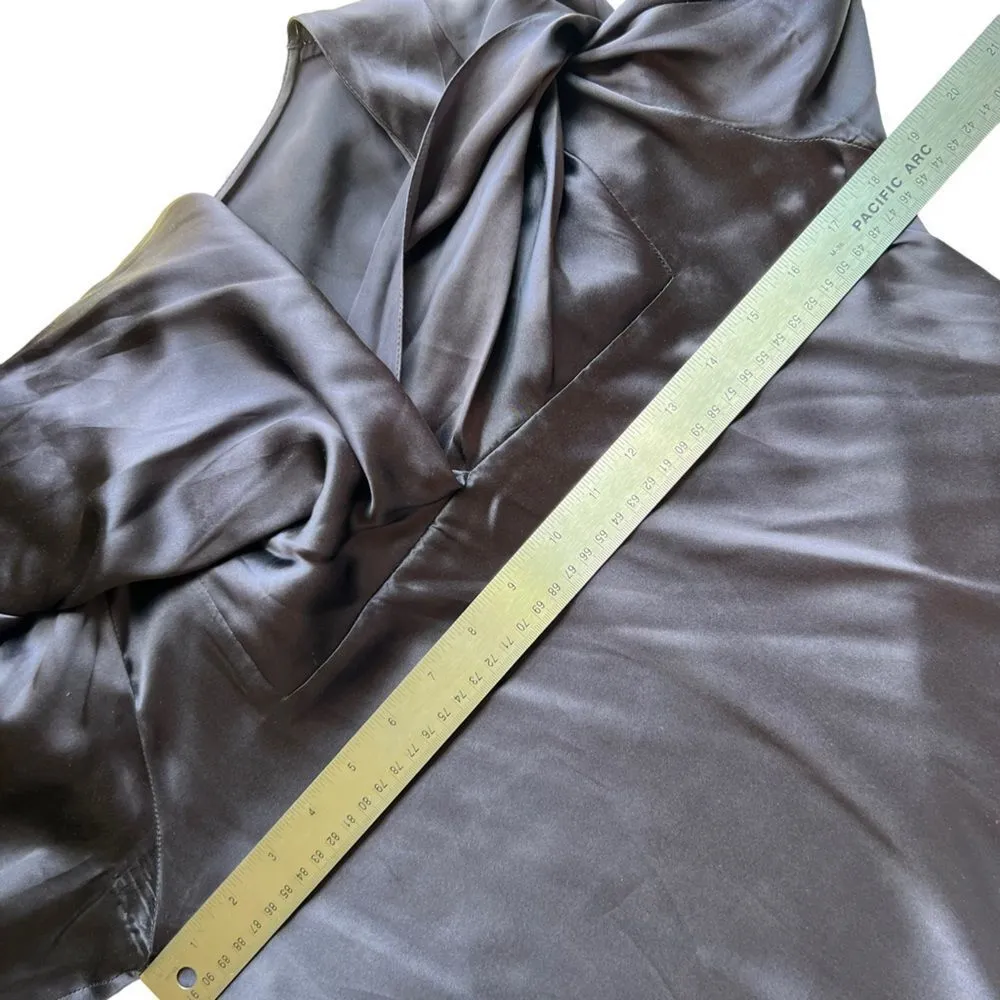 VANESSA BRUNO FRENCH DESIGNER SILK RUNWAY DRESS W/ HOOD SHAWL COLLAR Blue Size 6 - Image 7