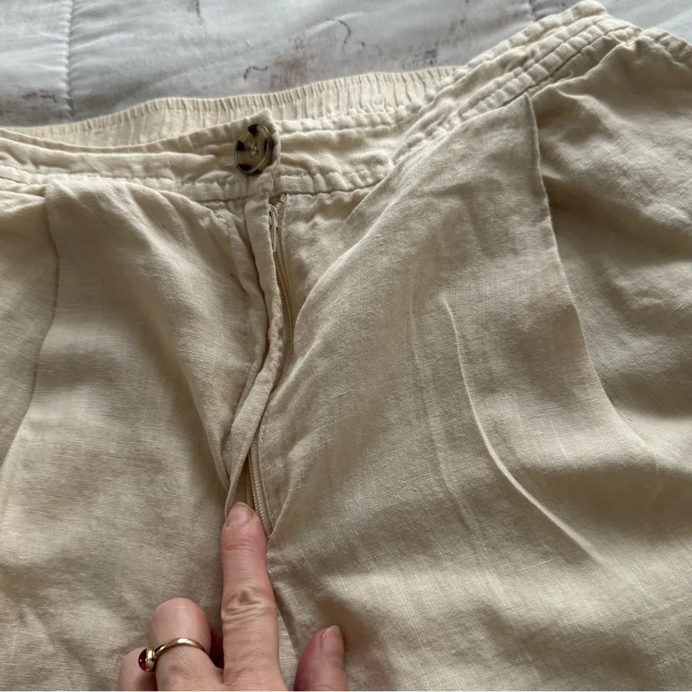 Filosofia Ella 100% linen beige high rise cropped pants, size XS Made in USA - Image 14