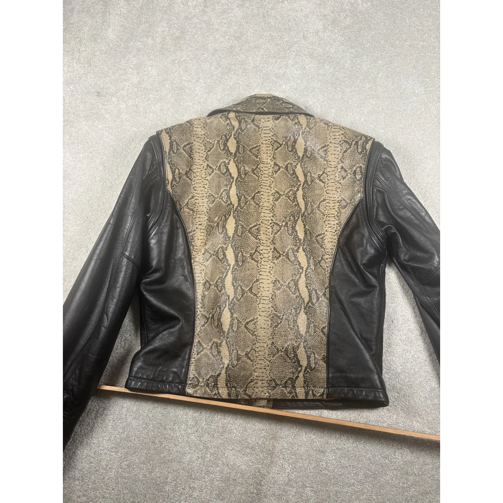 Harley Davidson Limited Edition Leather Moto Jacket Black & Python Snakeskin SW - Image 8