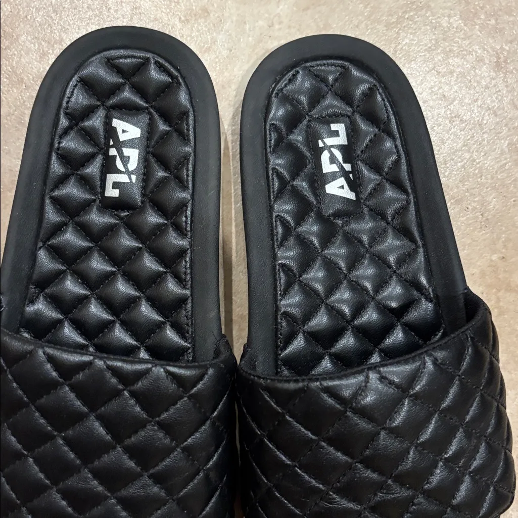 APL Lusso Black Nappa Quilted Leather Slides - Image 8