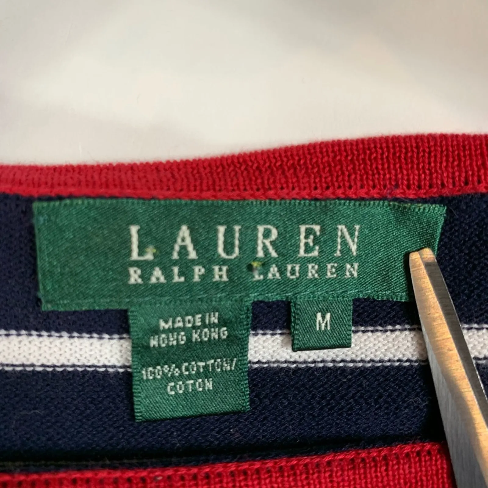 Lauren Ralph Lauren Striped Boat Neck Sweater Sz  Medium Preppy Cottage - Image 8