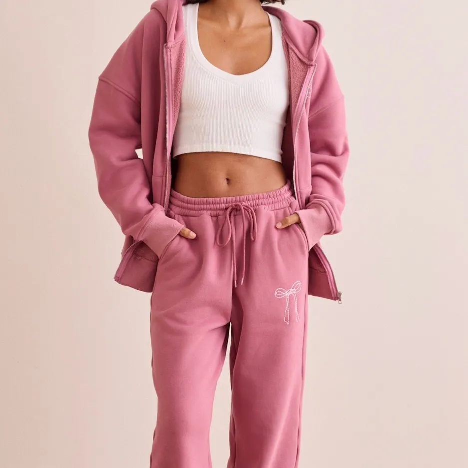 NEW Altar’d State AS Revival Pink Embroidered Bow Hoodie Sweatshirt Size Medium - Image 4