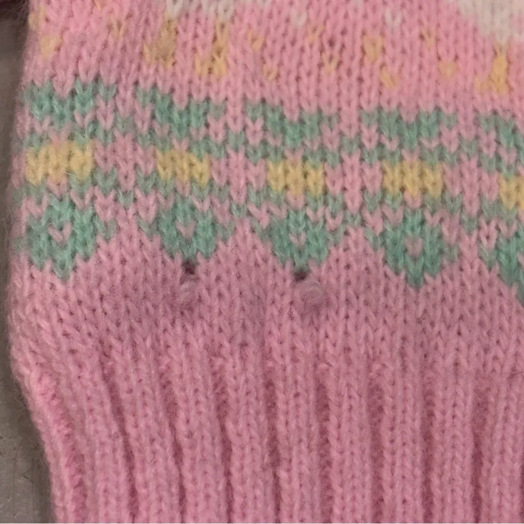 Vintage Needles Up Pastel Pink Acrylic Duck Cardigan Sweater size Large - Image 4