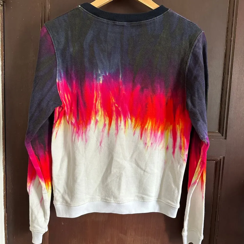 MSGM Black Red & White Maglia Tie Dye Flame French Terry Sweatshirt Extra Small Size XS - Image 4
