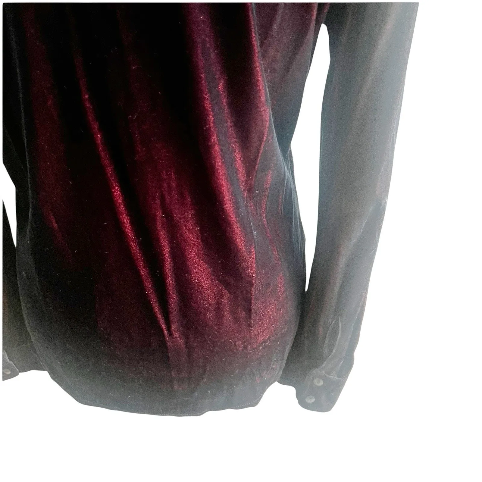 Express World Brand Y2K Velvet Button Down Two Tone Red Blue Size Large - Image 7