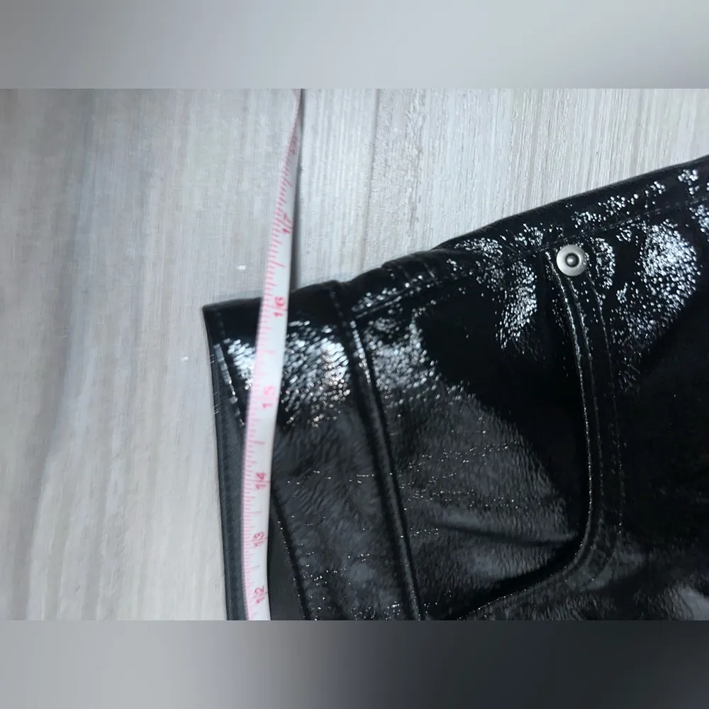 GAP Vintage Slim High Rise Glossy Black Vegan Leather Women’s Lined Pants 31 - Image 8