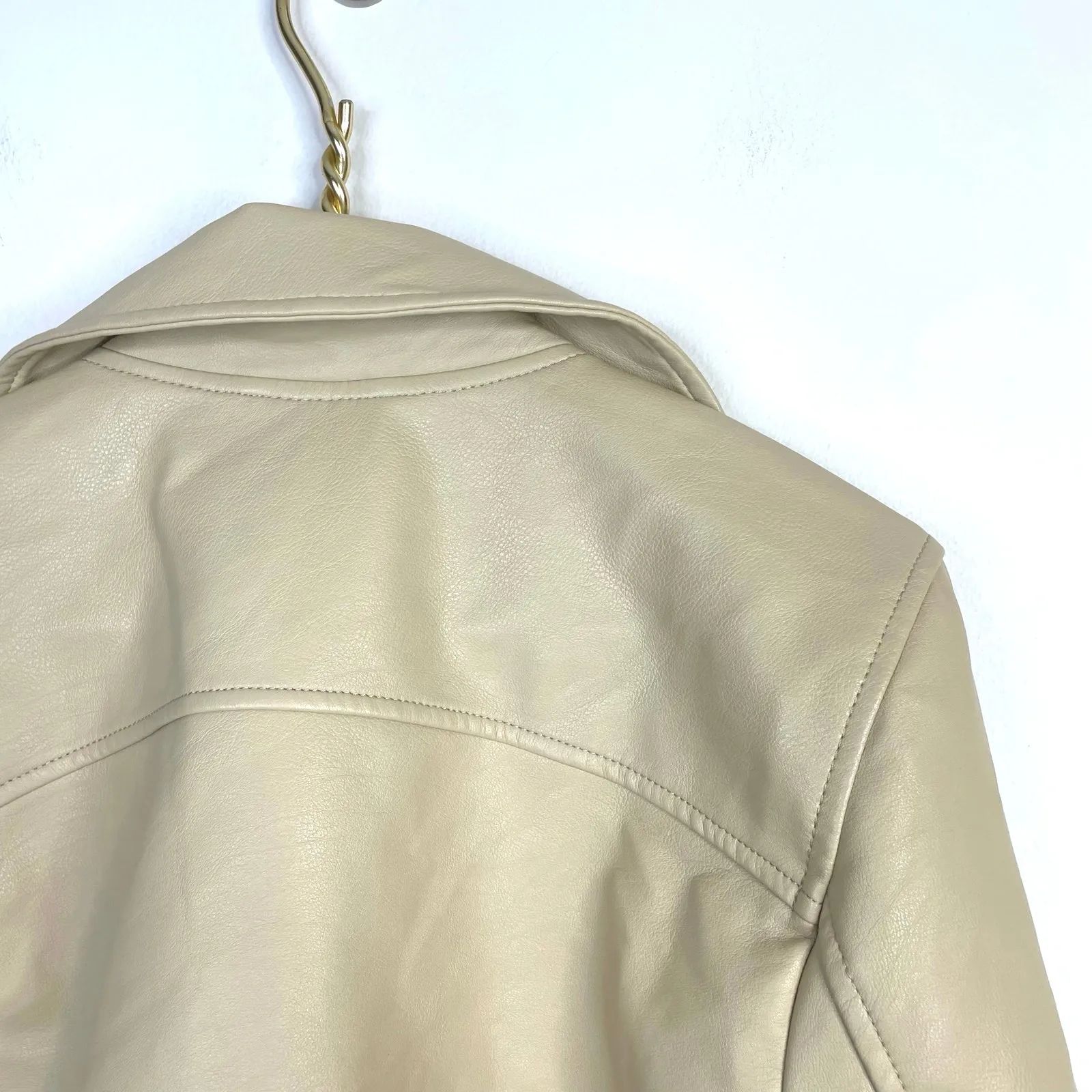 Abercrombie & Fitch Vegan Faux Leather Moto Motorcycle Jacket Womens L New NWT - Image 11