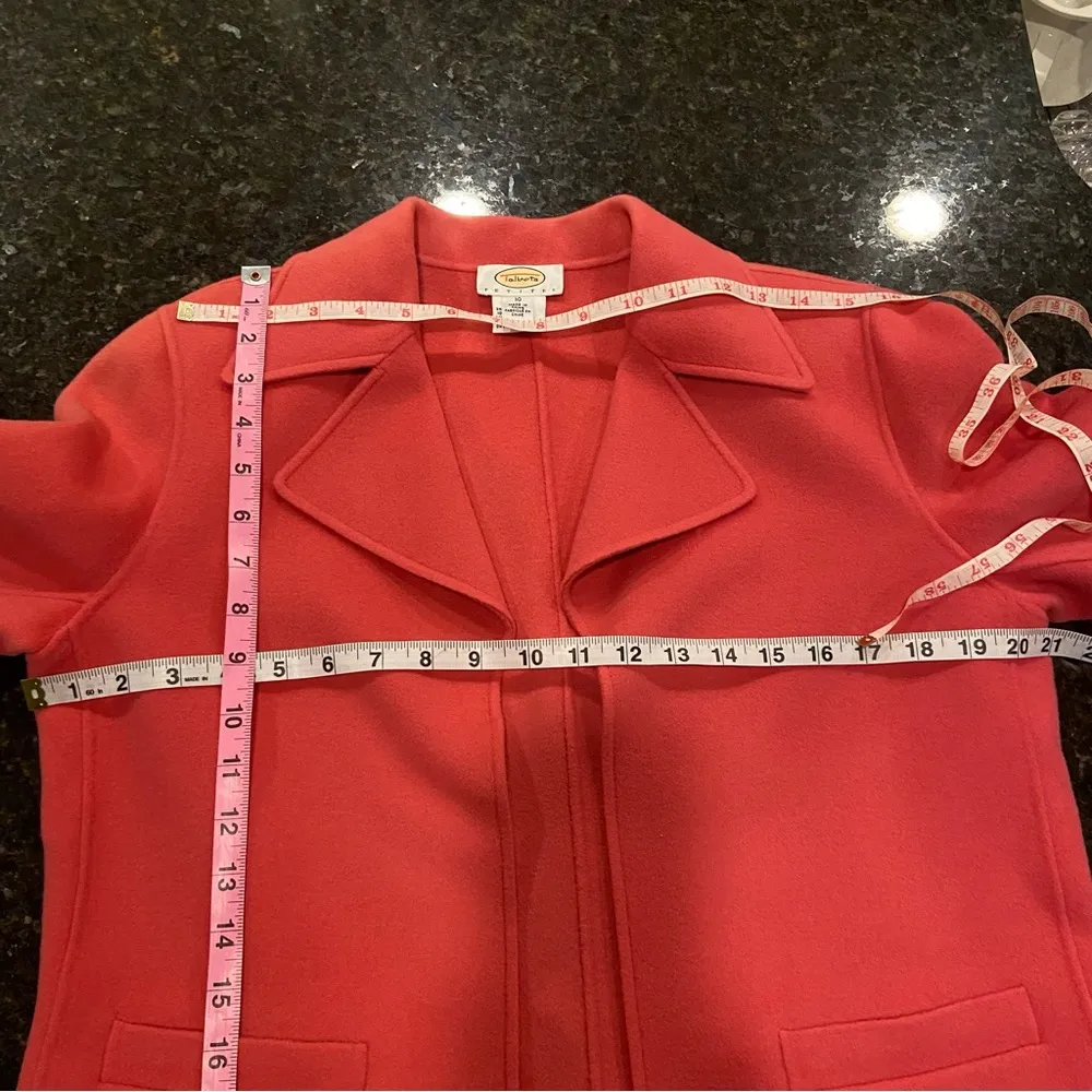 Pink Boiled Wool Open Front Blazer Size 10 Petite Slip Pockets - Image 11