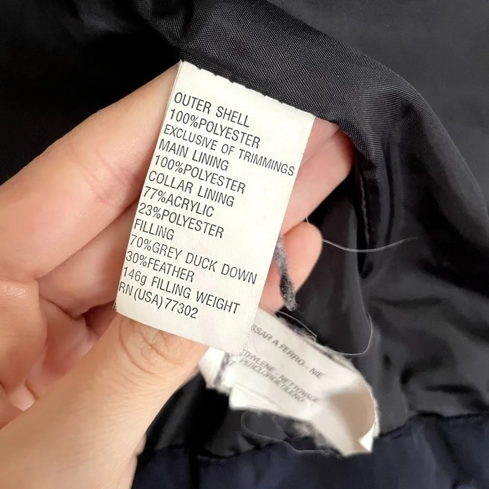 Zara Basic black puffer jacket gray duck down feather filled winter coat fur - Image 7