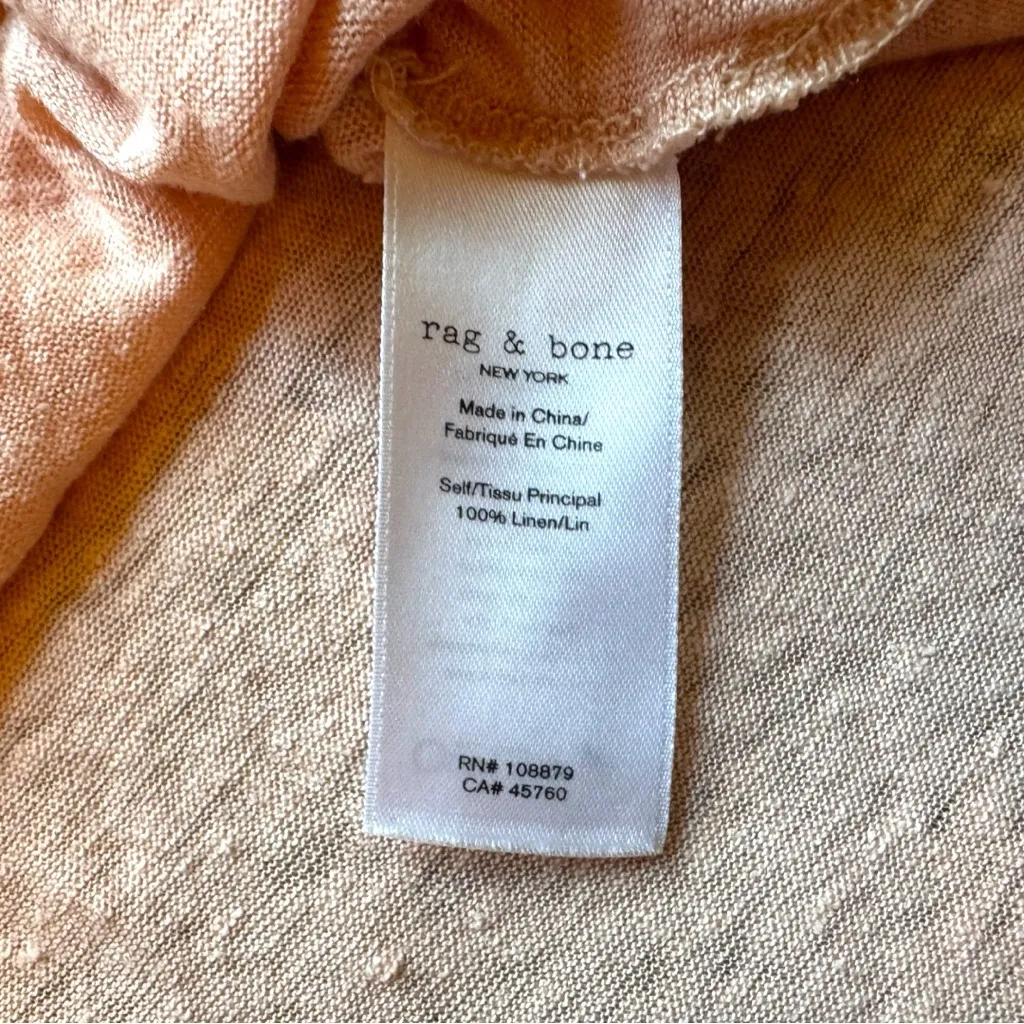 RAG & BONE Lottie Slub Knit Linen Tee – Pale Pink Peach – Raw Hem – XS - Image 12