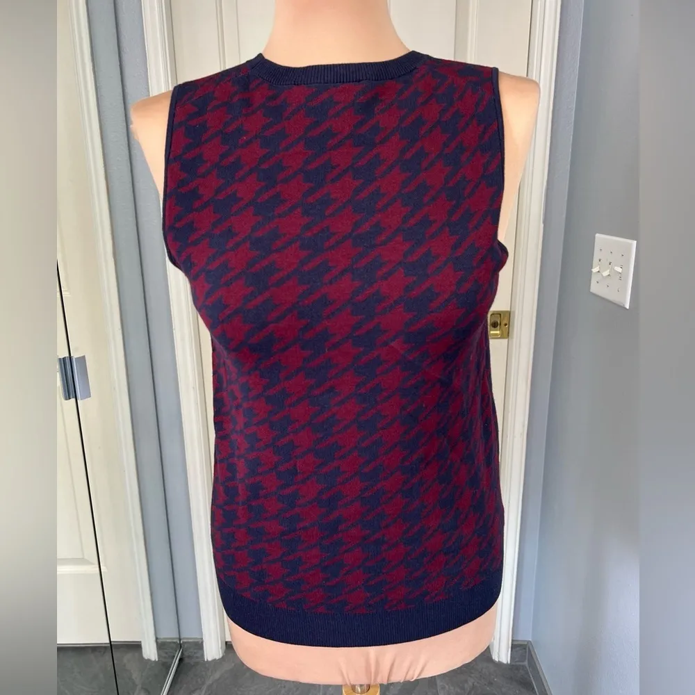Ann‎ Taylor Houndstooth Preppy Academia Pullover Sweater Vest - Image 2