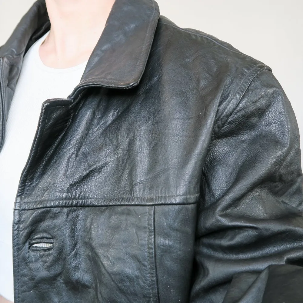 Vintage 90s BurryLane Black Leather Blazer Jacket Size M - Image 9