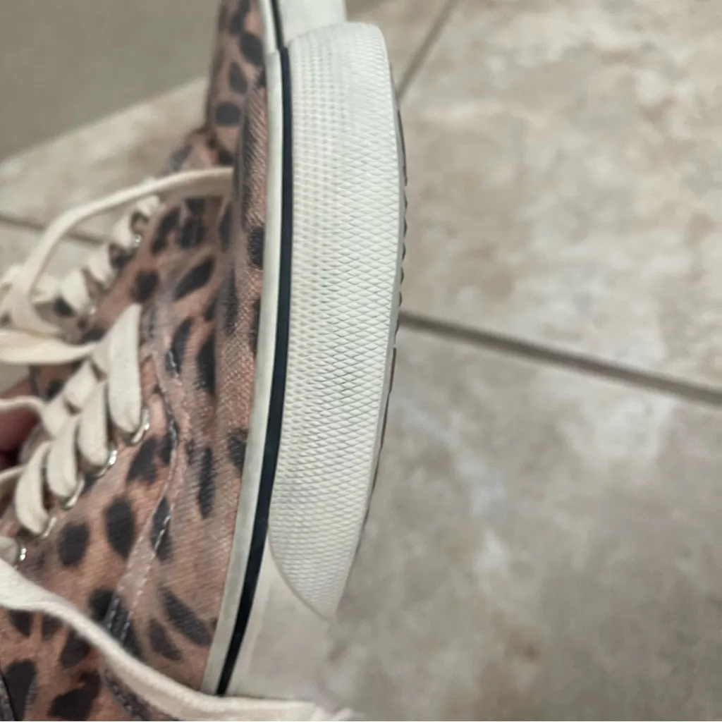 RE/DONE Low Top Skate Sneakers Faded Leopard Print Canvas Size 37 Pre Owned - Image 14